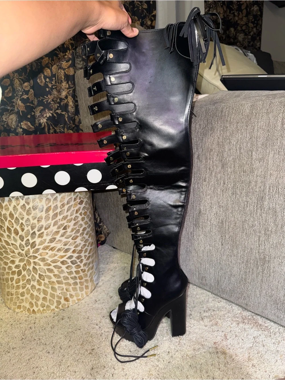 NWT Nelly Bernal “Anarchy” Thigh-High Platform Boots – Size 8